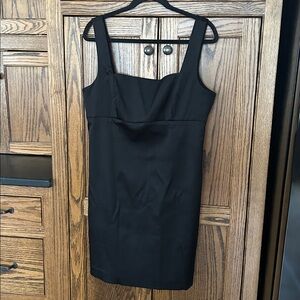 Laundry by Shelli Segal Black Satin Cocktail Dress Square Neck Women’s 16